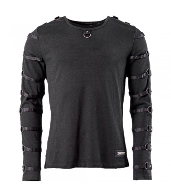 Men D Ring Gothic Shirt Long Sleeve Cotton Shirt